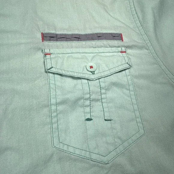 Drill Clothing Company Teal Short Sleeve Collar Button Up Shirt Sz XL Western - Picture 6 of 13